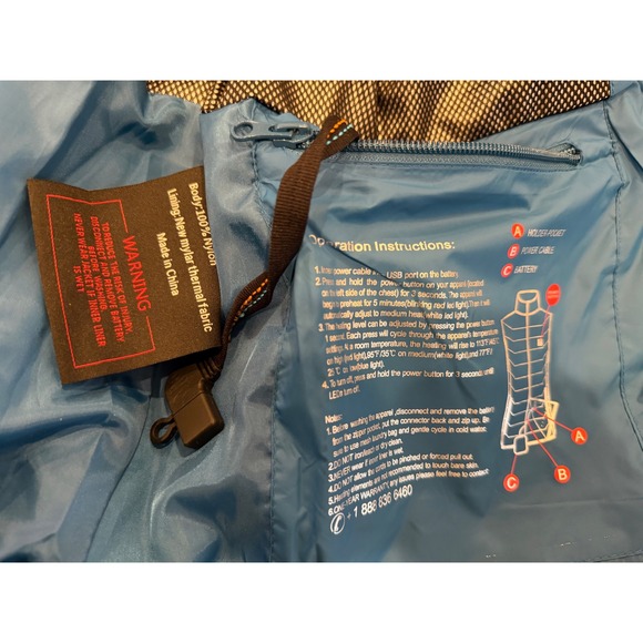 VENUSTAS Mens Heated Vest Blue Puffer Quilted Padded Full Zip XL - Picture 7 of 8